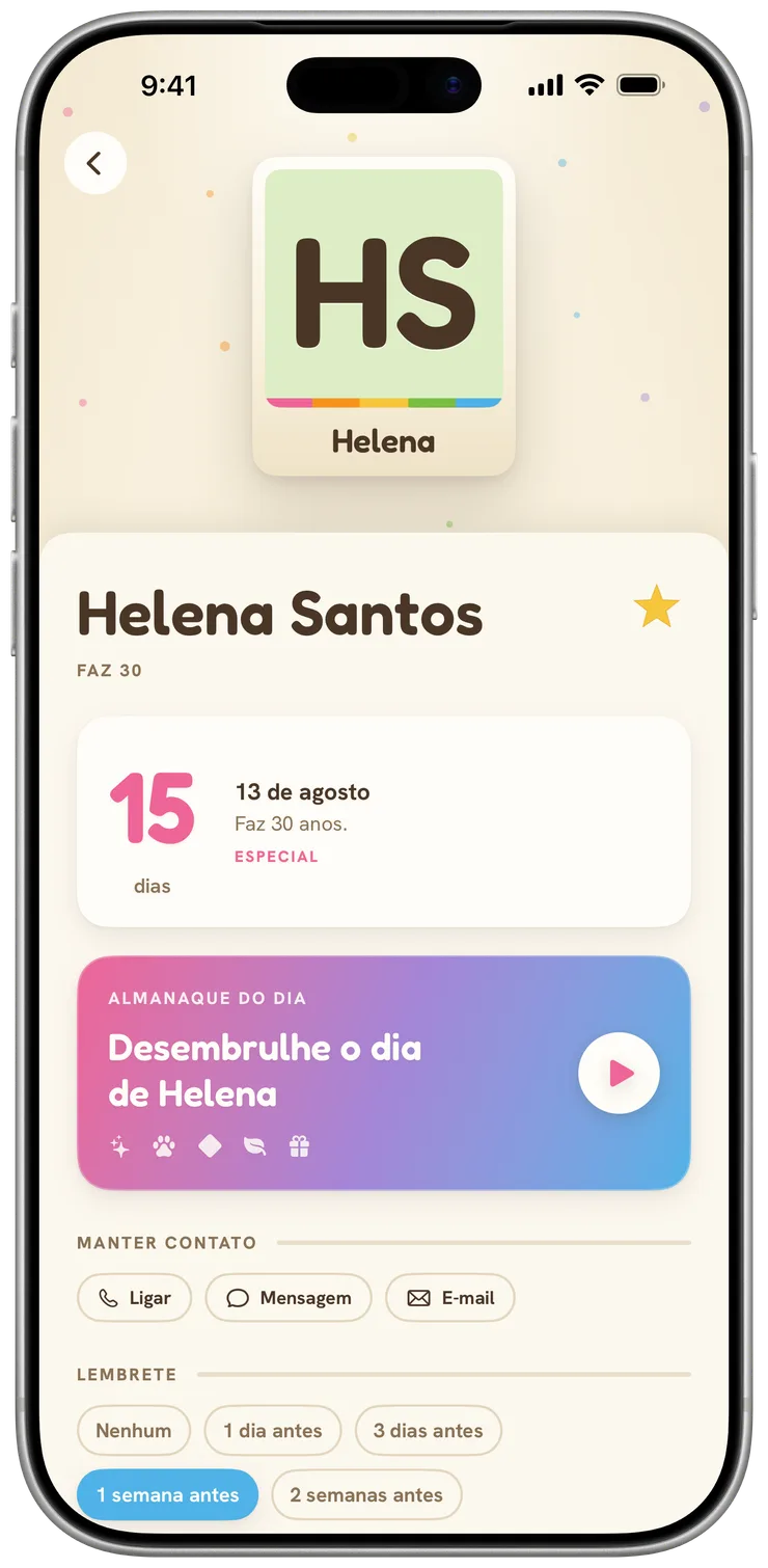 A página de uma pessoa no Cakes com uma grande contagem dos dias que faltam